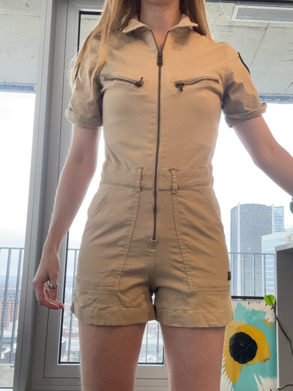 Scott Short Sleeve One-Piece Romper - Khaki